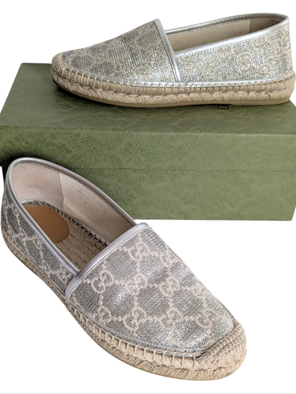 Gucci Gg Signature Heritage Logo Espadrilles Size 39